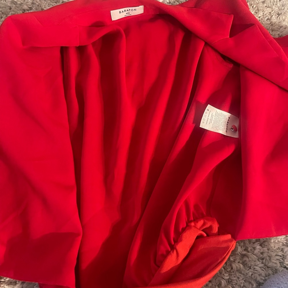 BABATON Aritzia Bodysuit XXS Red Long Sleeve Tie Front Ace Blazer Style Thong - Picture 8 of 13